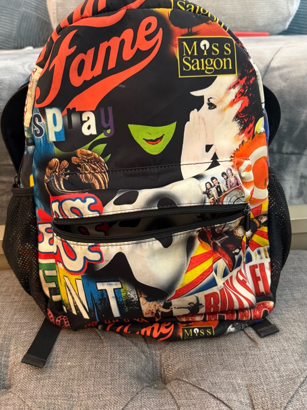 Black Multi Graphic Print Backpack